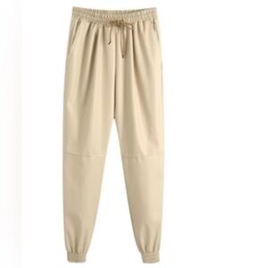 Zara Cream Leather Jogger